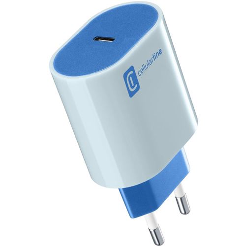 Carregador Cellularline Style Color ACHUSBCSMARTPD20WB USB-C 20W Azul Online