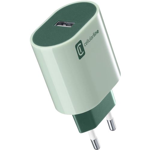 Carregador Cellularline Style Color ACHUSBSMART12WG USB-A 12W Verde Online now