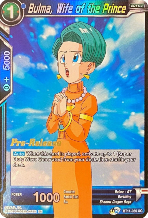 Bulma, Wife of the Prince (BT11-055) [Vermilion Bloodline Prerelease Promos] For Sale