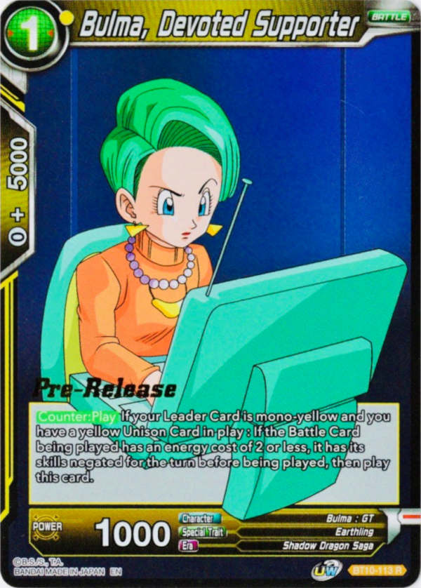 Bulma, Devoted Supporter (BT10-113) [Rise of the Unison Warrior Prerelease Promos] For Sale